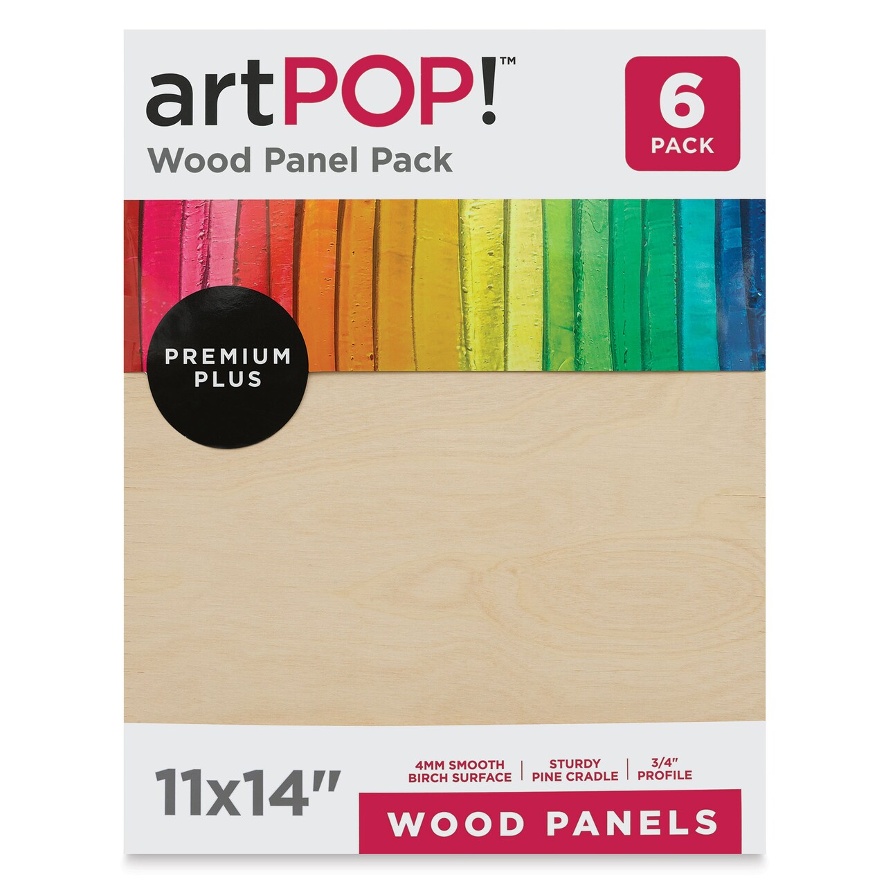 artPOP! Wood Panel Pack, 8 x 10 inches, Package of 6 Birch Wood Craft Panel Boards, 3/4 inch profile Pine Cradle for Pouring, Crafting, Painting